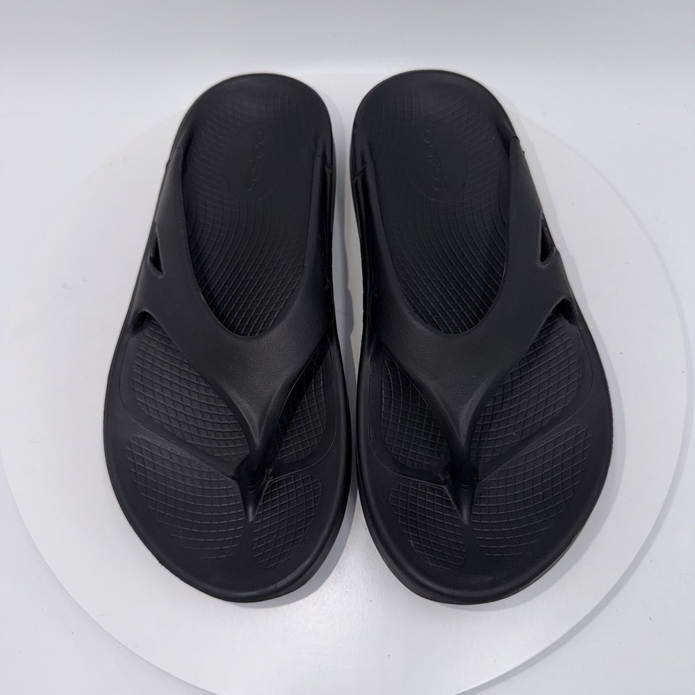 OOFOS Sandals Womens Size 7 Black OOriginal Thong Flip Flop Recovery Comfort - Picture 3 of 8